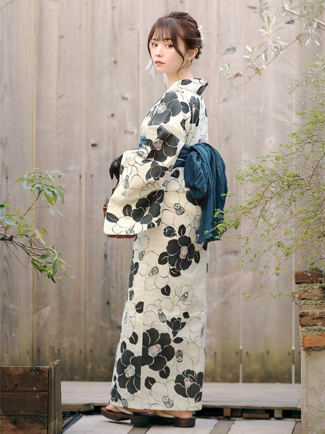 [セパレート浴衣] レトロモダン椿柄浴衣[4点SET]【YUKATA by dazzy 2025】