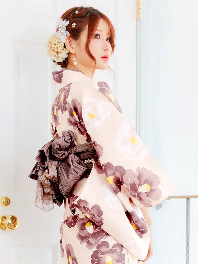 [セパレート浴衣] フェミニン椿柄浴衣[4点SET]【YUKATA by dazzy 2025】