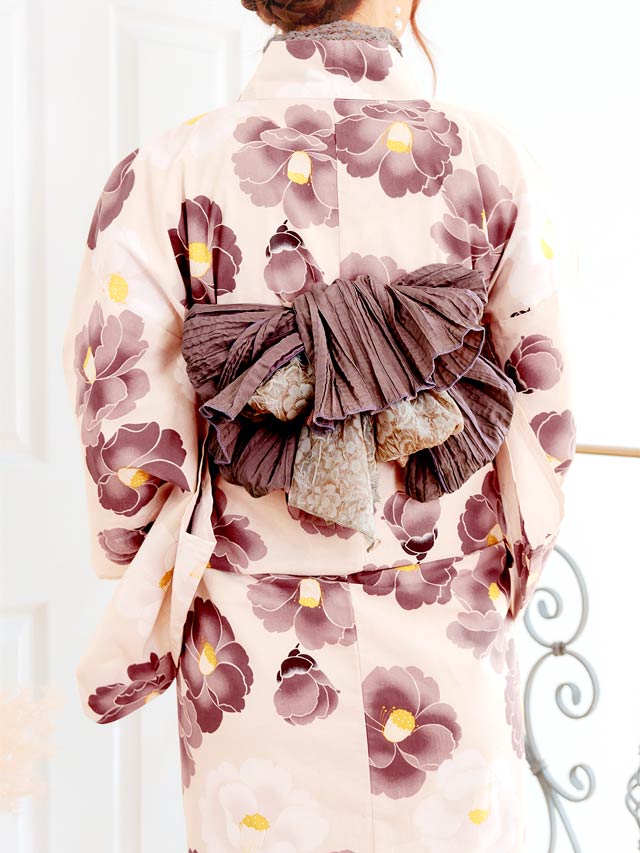 [セパレート浴衣] フェミニン椿柄浴衣[4点SET]【YUKATA by dazzy 2025】