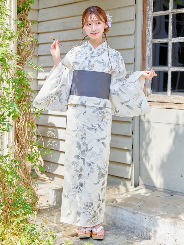 [3点SET]古典天竺牡丹柄浴衣【YUKATA by dazzy 2025】