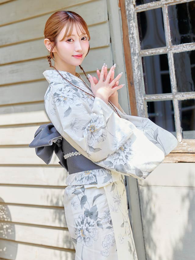 [3点SET]古典天竺牡丹柄浴衣【YUKATA by dazzy 2025】