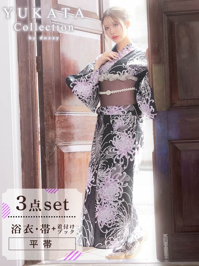 [3点SET]淡紫乱菊柄浴衣【YUKATA by dazzy 2025】