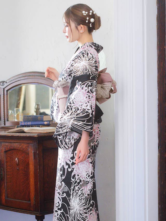 [3点SET]淡紫乱菊柄浴衣【YUKATA by dazzy 2025】