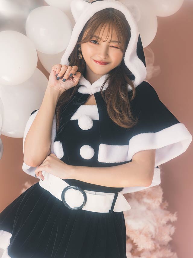 [6点SET]ネコ耳ポンチョ＆ミニスカートセット[2022サンタ/コスプレ]