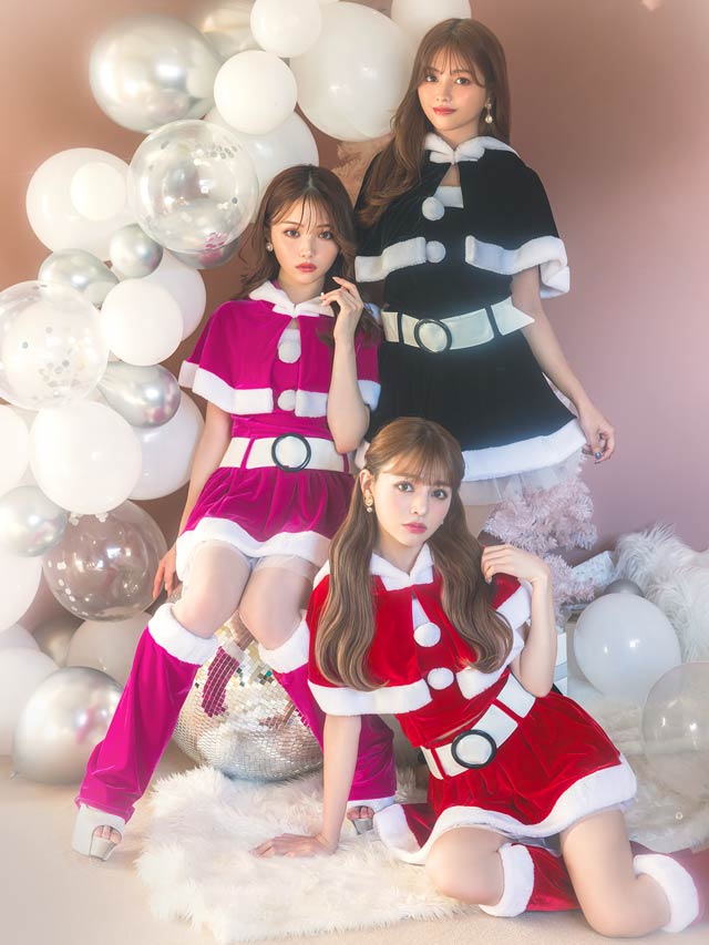 [6点SET]ネコ耳ポンチョ＆ミニスカートセット[2022サンタ/コスプレ]