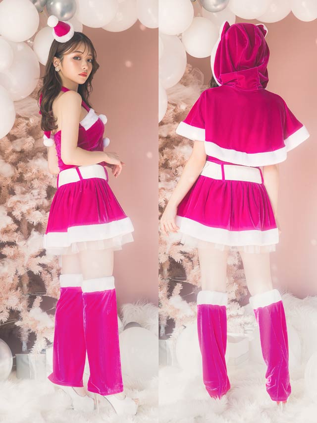 [6点SET]ネコ耳ポンチョ＆ミニスカートセット[2022サンタ/コスプレ]