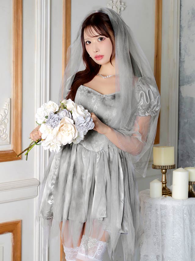 10/3新作![2点SET]花嫁ゾンビコスチューム[伊藤桃々着用]【2025ハロウィン/コスプレ】