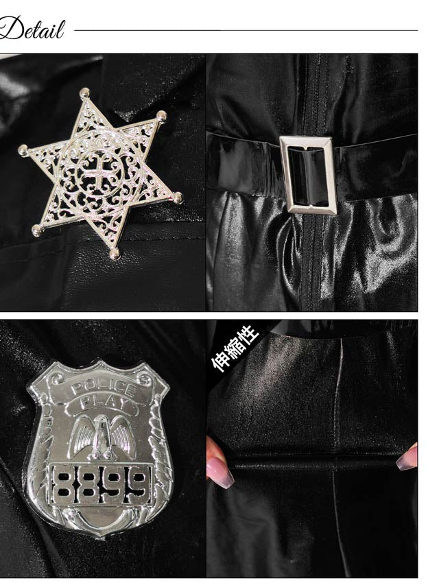 《ハロウィン早得★送料無料》9/2再入荷![4点SET]フロントファスナーワンピースポリスコスチューム【2025ハロウィン/コスプレ】