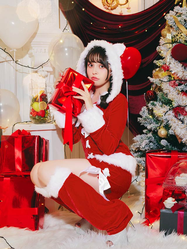 [3点セット]ネコ耳トップス＆ショートパンツセット【2025サンタ/コスプレ】