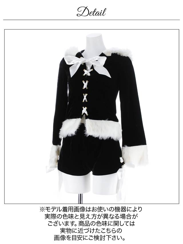 [3点セット]ネコ耳トップス＆ショートパンツセット【2025サンタ/コスプレ】