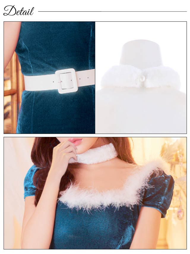 [4点SET]フェザー×ファーSEXYタイトサンタワンピースセット【2025サンタ/コスプレ】