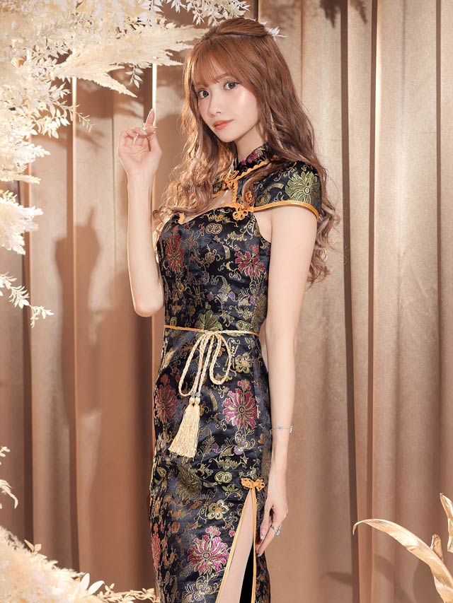 《ハロウィン早得★送料無料》【3点SET】ロングチャイナドレスコスチューム【2025ハロウィン/コスプレ】