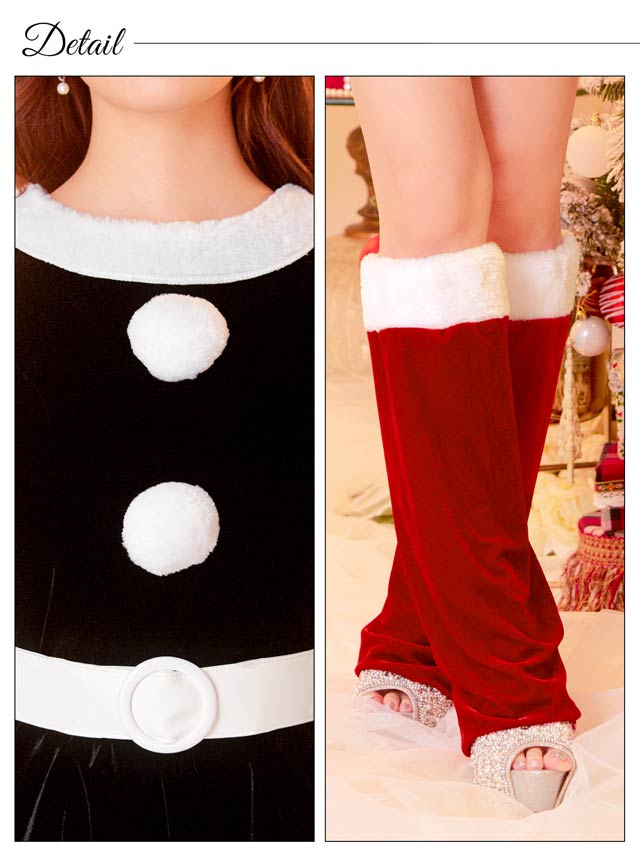 [4点SET]ベルト付きフレアサンタワンピースセット【2025サンタ/コスプレ】