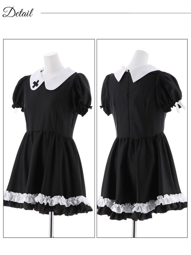 《ハロウィン早得★送料無料》9/8再入荷!【6点SET】猫耳ゴシックメイドコスチューム【2025ハロウィン/コスプレ】