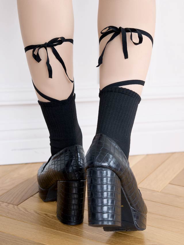 《ハロウィン早得★送料無料》レースアップリボンソックス【2025ハロウィン/小物】