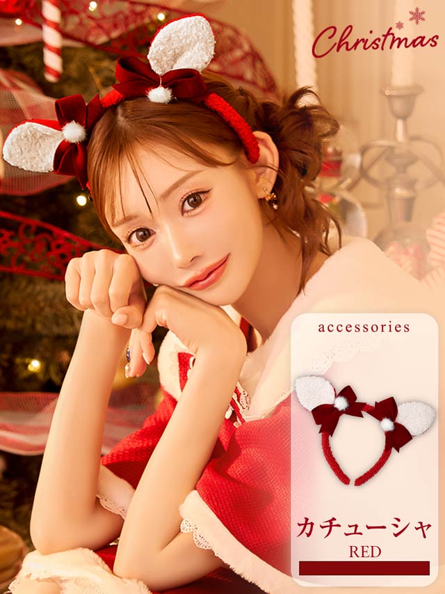 11/5新作!ファーリボンバンビ耳カチューシャ【2025サンタ/コスプレ】