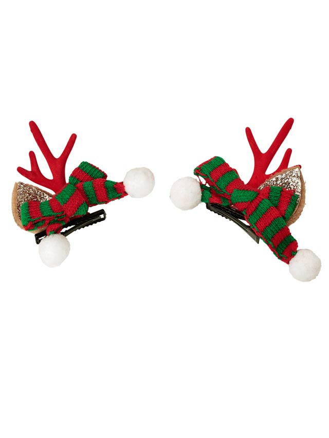 11/5新作!マフラートナカイ耳ヘアクリップ【2025サンタ/コスプレ】