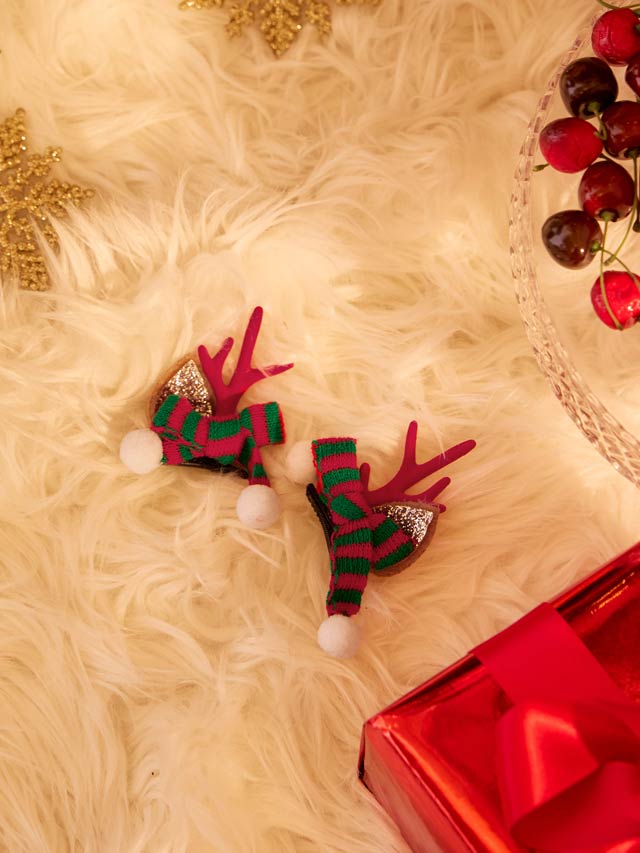 11/5新作!マフラートナカイ耳ヘアクリップ【2025サンタ/コスプレ】