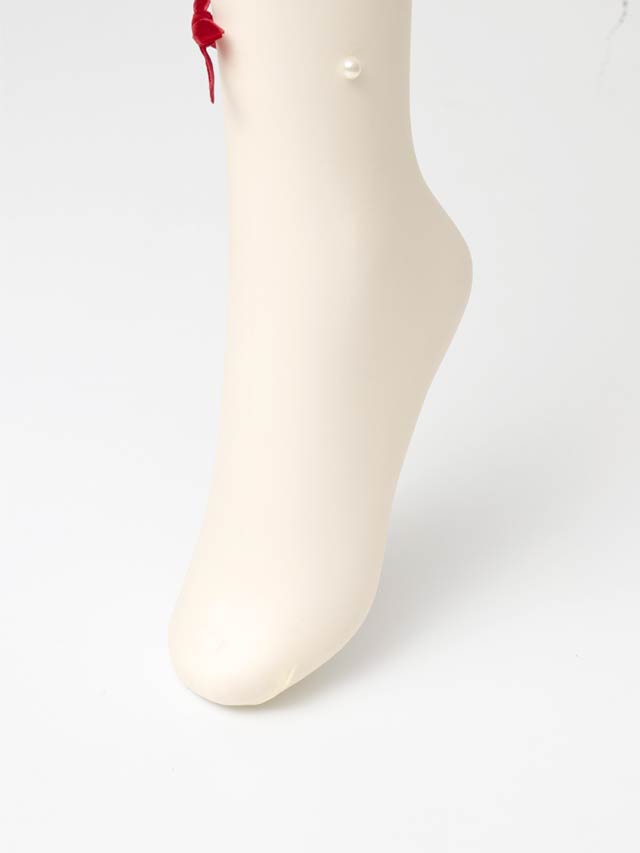 11/13新作!大きめ赤リボンにパールがちりばめられたCUTEなストッキング【2025サンタ/コスプレ】