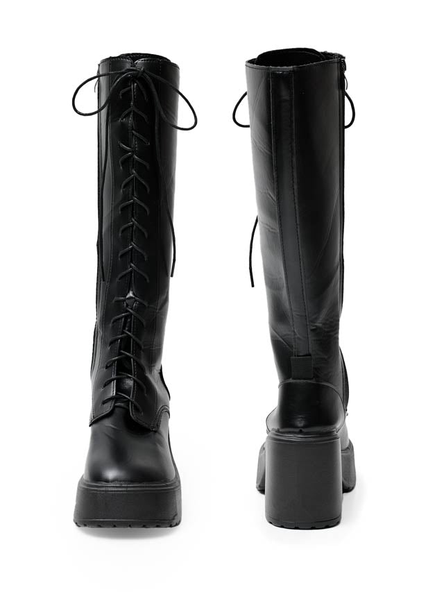 11/13新作!【神コスパ3480円】流行のレースアップ厚底ロングブーツ【2025サンタ/コスプレ】