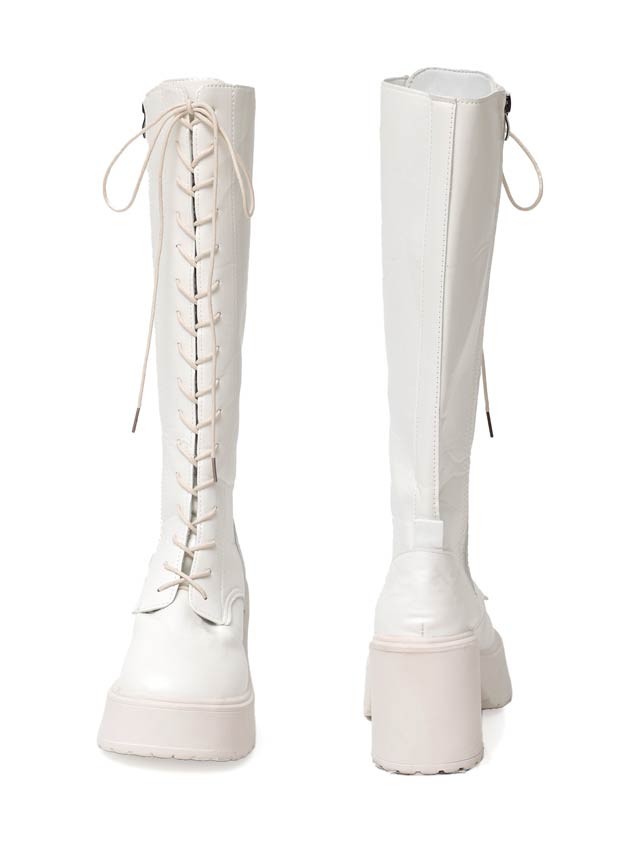 11/13新作!【神コスパ3480円】流行のレースアップ厚底ロングブーツ【2025サンタ/コスプレ】