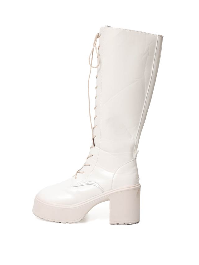 11/13新作!【神コスパ3480円】流行のレースアップ厚底ロングブーツ【2025サンタ/コスプレ】