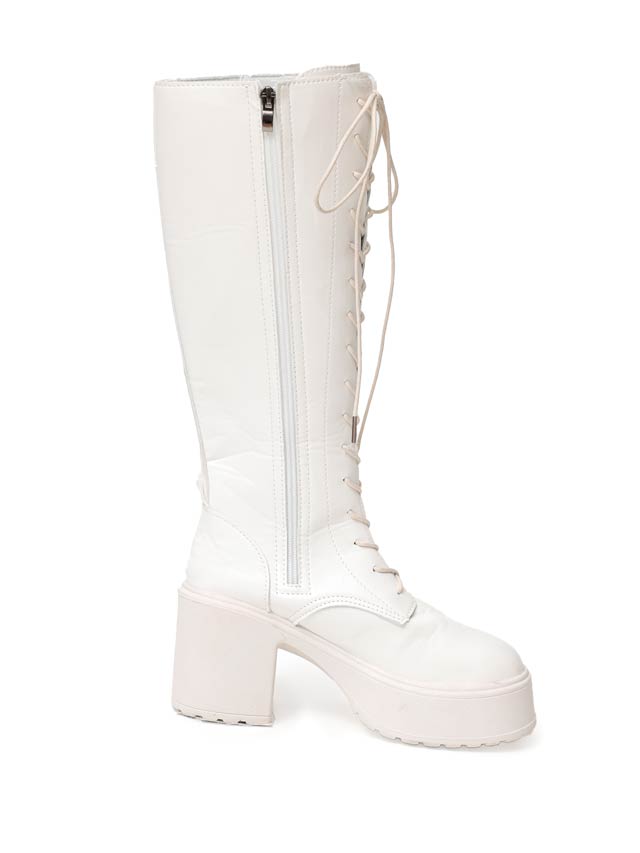 11/13新作!【神コスパ3480円】流行のレースアップ厚底ロングブーツ【2025サンタ/コスプレ】