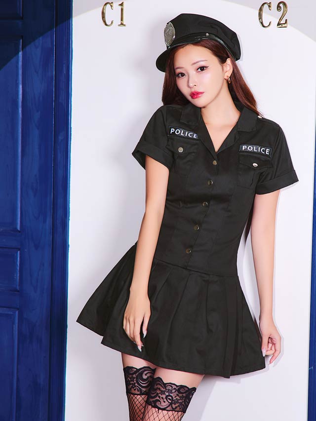 10/3新作![2点SET]フレアワンピースポリスコスチューム【2025ハロウィン/コスプレ】