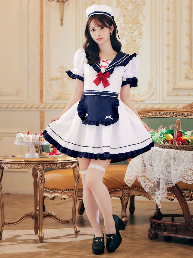10/3新作![4点SET]マリンセーラーメイドコスチューム【2025ハロウィン/コスプレ】