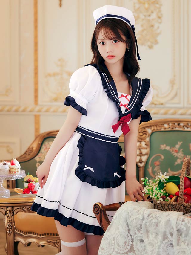 10/3新作![4点SET]マリンセーラーメイドコスチューム【2025ハロウィン/コスプレ】