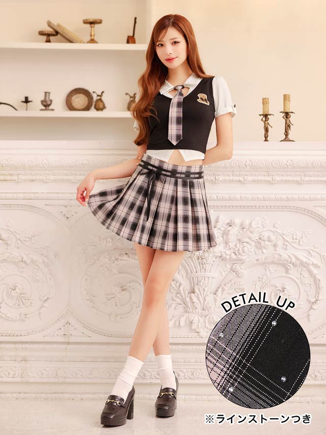 10/3新作![3点SET]アイドル風チェック制服コスチューム【2025ハロウィン/コスプレ】