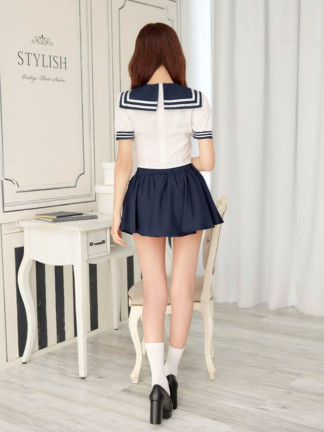 10/3新作![3点SET]ガーリーリボンセーラー服コスチューム[伊藤桃々着用]【2025ハロウィン/コスプレ】