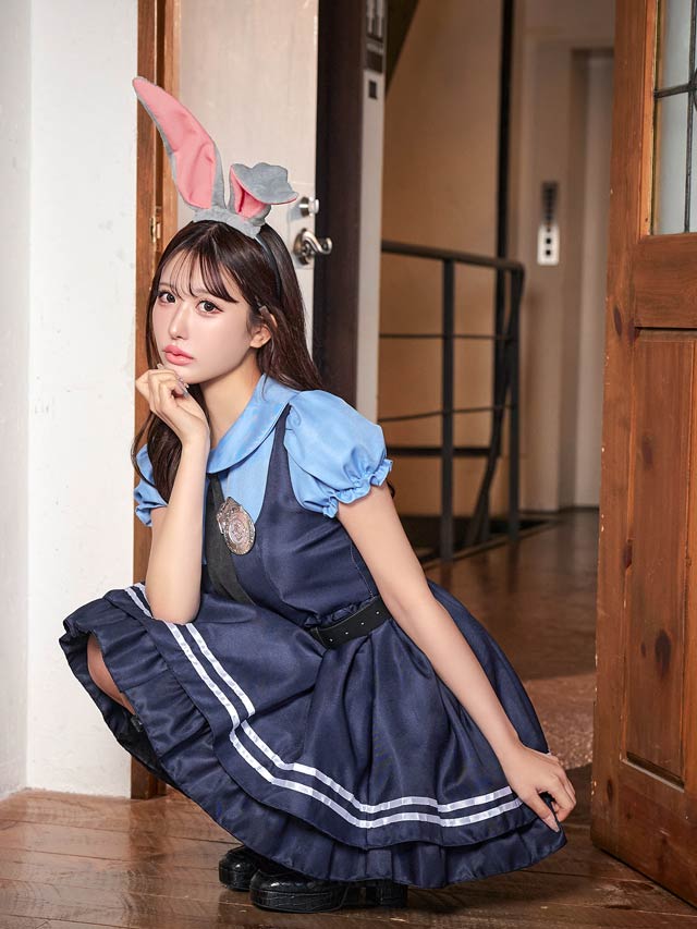 《ハロウィン早得★送料無料》[SMLサイズ][5点SET]バニーポリスコスチューム[3サイズ展開]