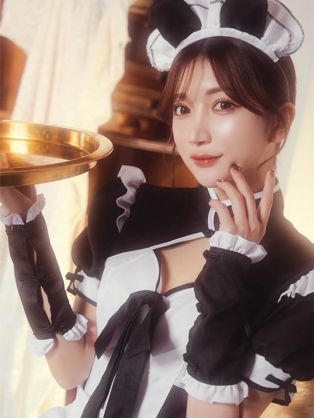 《ハロウィン早得★送料無料》[5点SET]チャイナパンダメイドコスチューム