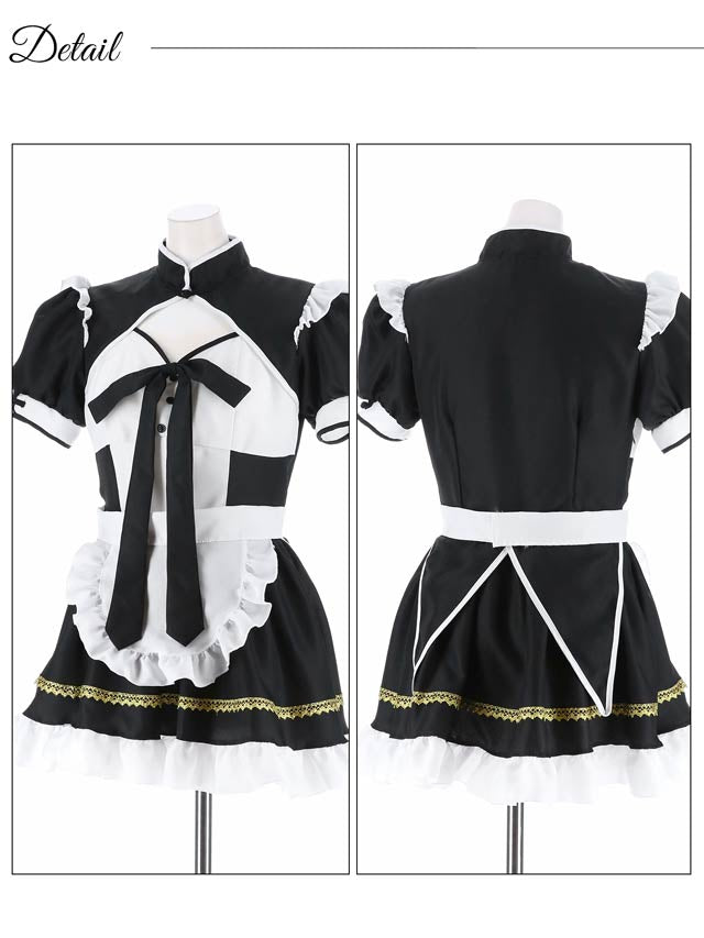 《ハロウィン早得★送料無料》[5点SET]チャイナパンダメイドコスチューム