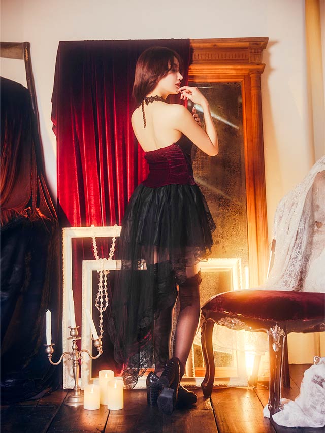 《ハロウィン早得★送料無料》[SMLサイズ][3点SET]ゴシック魔女コスチューム[3サイズ展開]