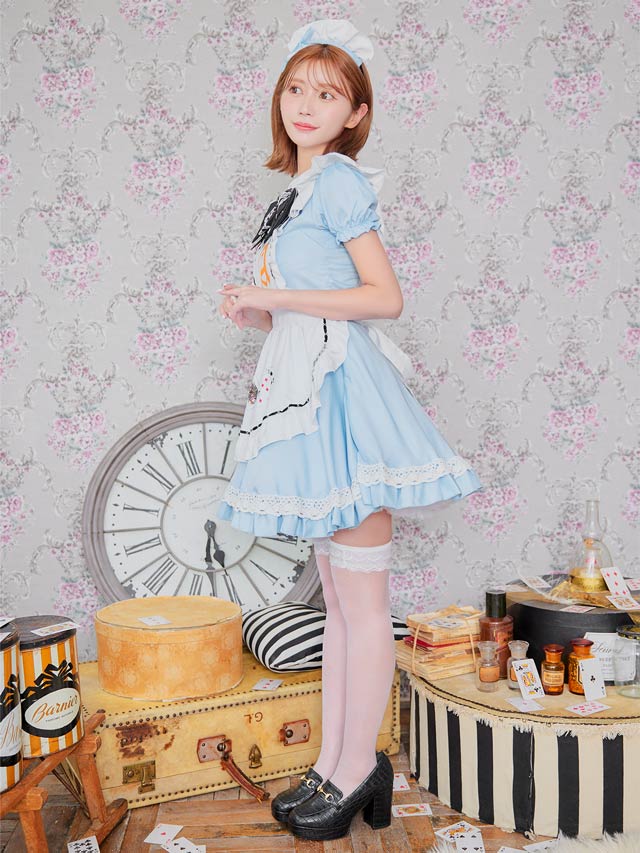 《ハロウィン早得★送料無料》[4点SET]アリス風ドーリーメイドコスチューム【2025ハロウィン/コスプレ】