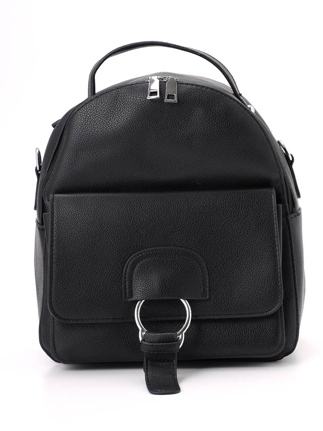 [2way]シンプルワンカラーシルバーバックルリュックサック[dazzycloset]