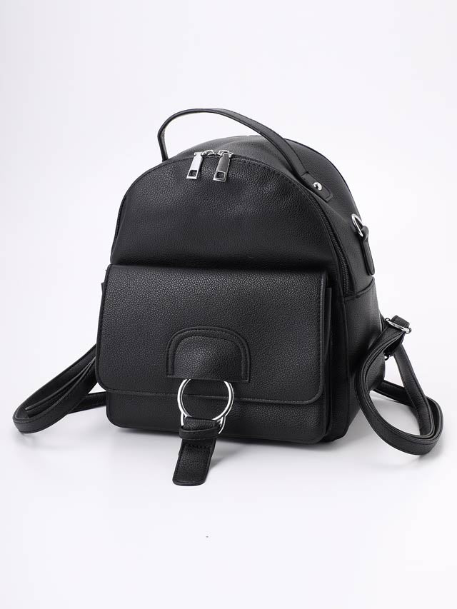 [2way]シンプルワンカラーシルバーバックルリュックサック[dazzycloset]