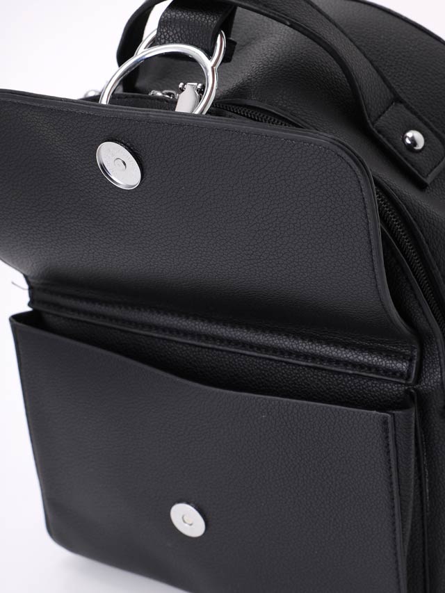 [2way]シンプルワンカラーシルバーバックルリュックサック[dazzycloset]