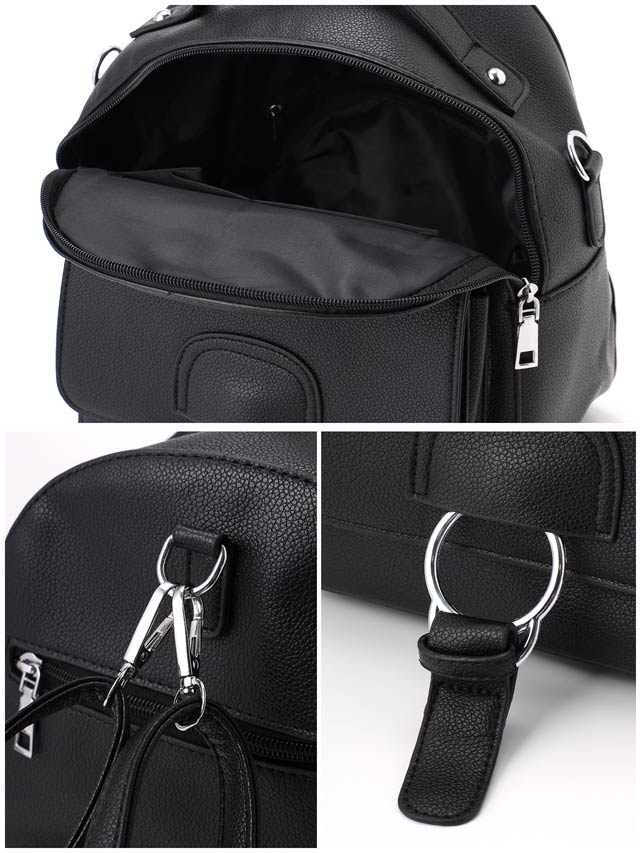 [2way]シンプルワンカラーシルバーバックルリュックサック[dazzycloset]