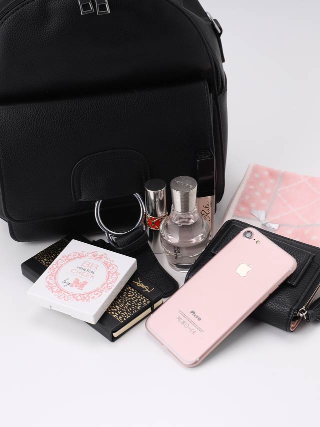 [2way]シンプルワンカラーシルバーバックルリュックサック[dazzycloset]