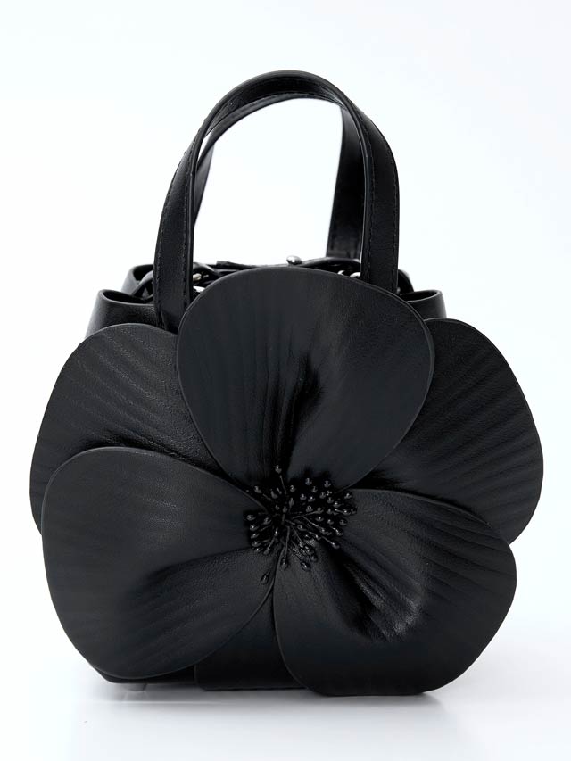 [2way]フロントプリーツフラワーチェーンショルダー＆ハンドバッグ