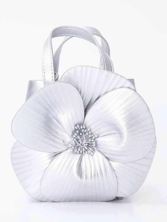 [2way]フロントプリーツフラワーチェーンショルダー＆ハンドバッグ