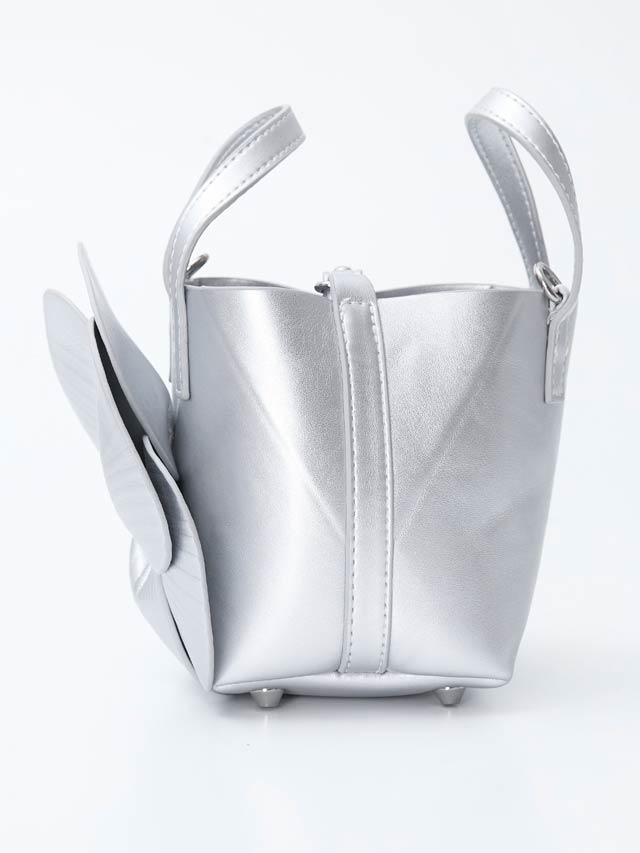 [2way]フロントプリーツフラワーチェーンショルダー＆ハンドバッグ