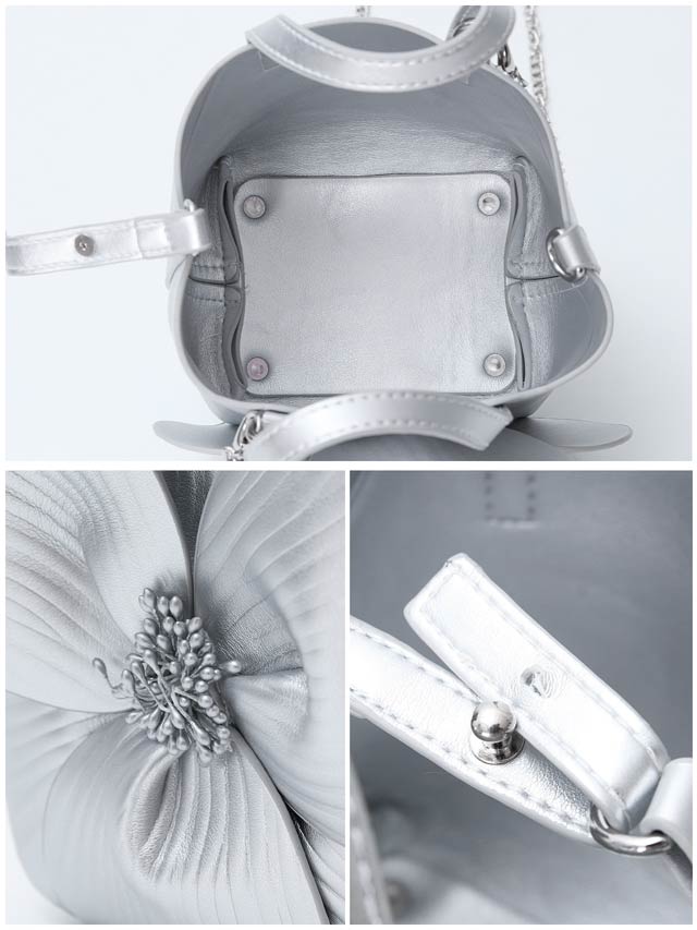 [2way]フロントプリーツフラワーチェーンショルダー＆ハンドバッグ