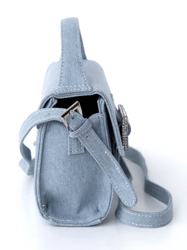 [2way]カジュアルデニムスクエアビジューショルダー＆ハンドバッグ