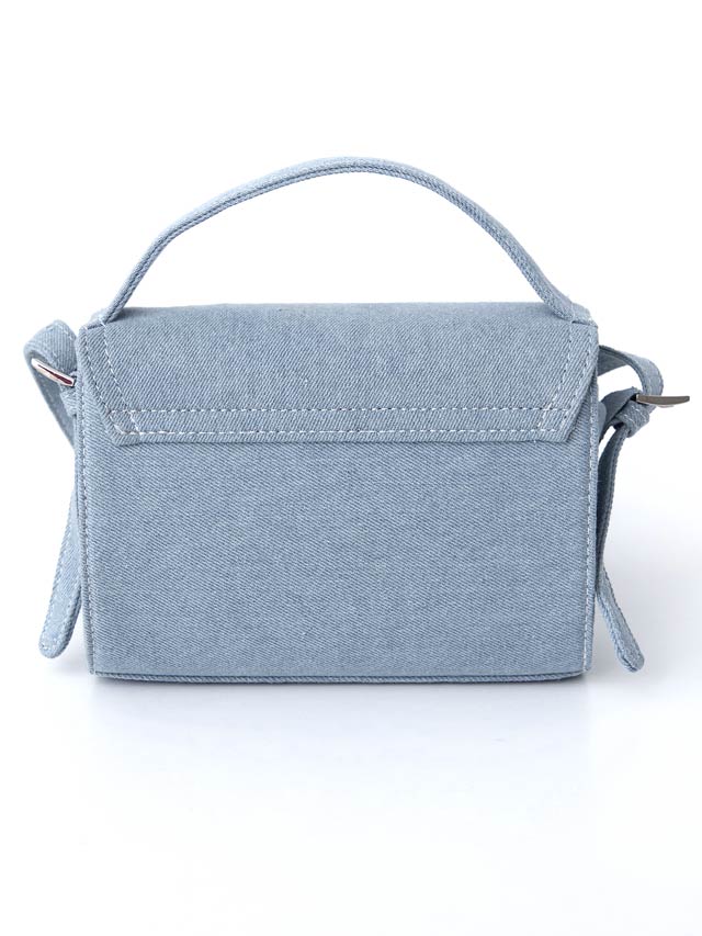 [2way]カジュアルデニムスクエアビジューショルダー＆ハンドバッグ
