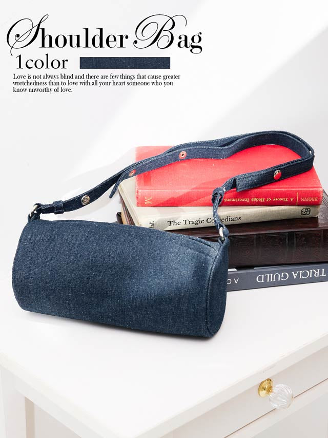 [2way]デニムシリンダーボタンショルダー＆ハンドバッグ