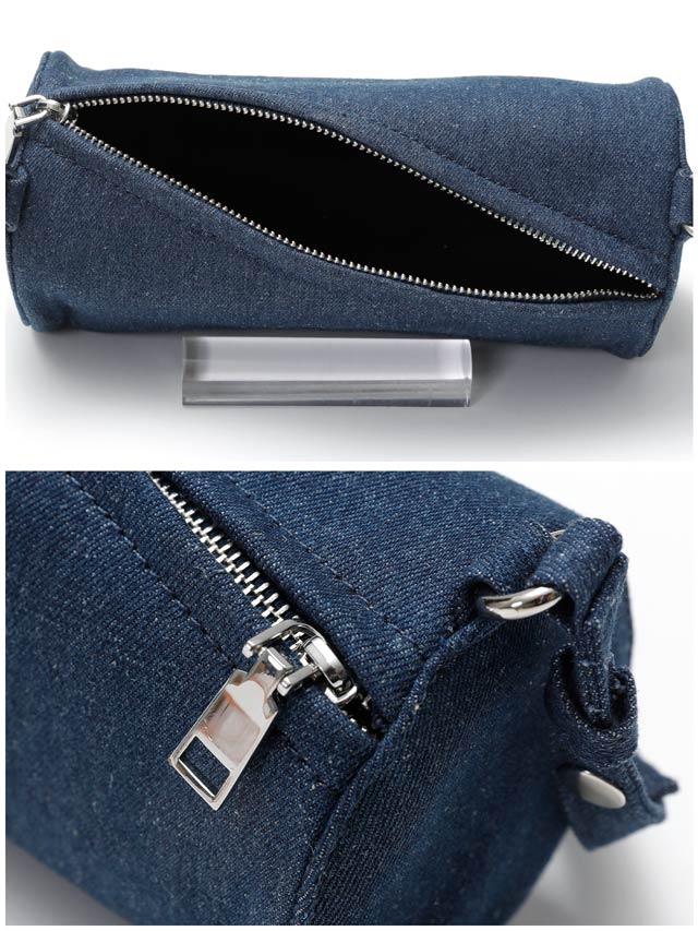 [2way]デニムシリンダーボタンショルダー＆ハンドバッグ